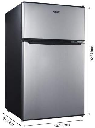 Galanz 3.1 cu ft Compact Refrigerator, Stainless Steel With Reusable Cloth