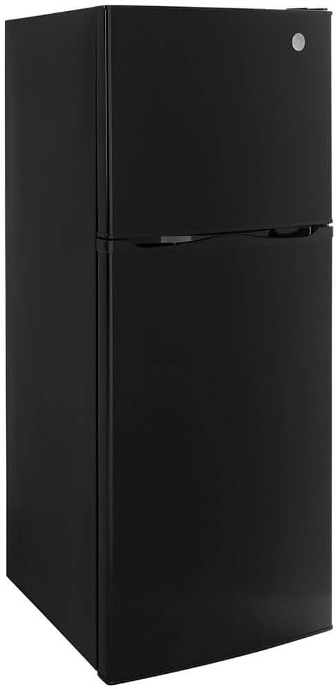 GE GPV10FGNBB 24' Top Freezer Refrigerator with 9.93 cu. ft. Capacity 12V DC Power Only LED Lighting and Adjustable Spillproof Glass Shelves in Black
