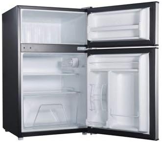 Galanz 3.1 cu ft Compact Refrigerator, Stainless Steel With Reusable Cloth