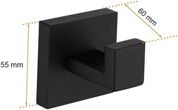 Matte Black Bathroom Hardware Accessories Towel Bar, Towel Ring, Toilet Paper Holder, Robe Hook, Hand Towel Holder,4 Pieces Set 2 Hook,As Shown