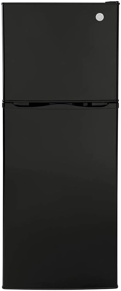 GE GPV10FGNBB 24' Top Freezer Refrigerator with 9.93 cu. ft. Capacity 12V DC Power Only LED Lighting and Adjustable Spillproof Glass Shelves in Black