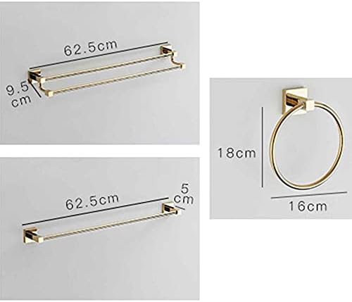 Towel Shelf Wall Mounted Towel Rack No Drilling Towel Ring Copper Wall Mounted Adhesive for Bathroom-Golden B