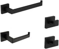 Matte Black Bathroom Hardware Accessories Towel Bar, Towel Ring, Toilet Paper Holder, Robe Hook, Hand Towel Holder,4 Pieces Set 2 Hook,As Shown