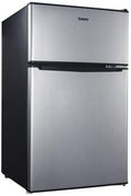 Galanz 3.1 cu ft Compact Refrigerator, Stainless Steel With Reusable Cloth