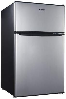 Galanz 3.1 cu ft Compact Refrigerator, Stainless Steel With Reusable Cloth