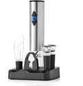 Electric Wine Bottle Opener Automatic Wine Opener Electric Corkscrew with Foil Cutter,Wine Pourer,Wine Stopper, Battery Powered, Fathers Day Dad Gifts from Dauther Son (Color : Silver)