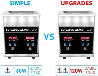 2L Ultrasonic Cleaner with 120W Power and Digital Timer, Jewelry Coin Cleaner and Nail Art Sterilizer, Compact Industrial Cleaning Machine