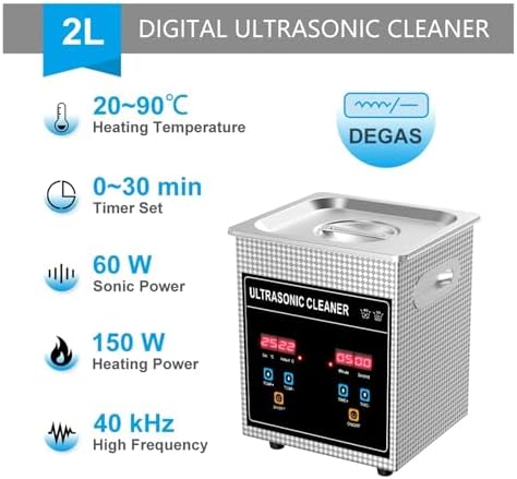 2L Ultrasonic Cleaner 120W Digital Timer - Powerful Jewelry & Coin Cleaner, Nail Art Tool Sterilizer, Compact Industrial Ultrasonic Cleaning Machine