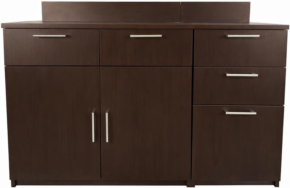 BREAKtime Breakroom Cabinet with Door and 3-Drawer Storage, Office Snack and Supply Cabinet, Commercial-Grade, Fully Assembled, 54' W x 24' D x 36' H, Appliances Not Included