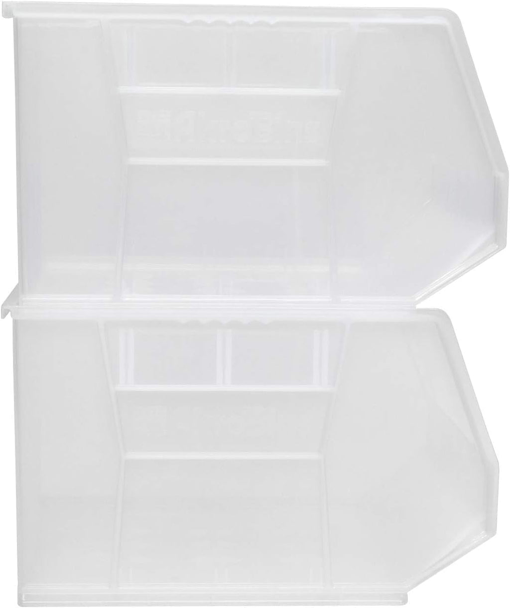 Akro-Mils 30270 AkroBins Plastic Storage Bins, Space-Saving Stackable Bins for Garage, Pantry, Craft Organization, 18' x 16' x 11', Clear, 3-Pack