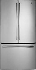 GE GNE27JYMFS 36' French Door Refrigerator with 27 cu. ft. Total Capacity LED Lighting Internal Water Dispenser Spill-Proof Shelves in Fingerprint Resistant Stainless Steel