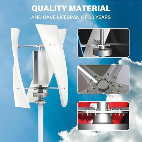 Upgraded 12000W Vertical Axis Wind Turbine Generator Kit, Silent Wind Power System for Home, RV & Marine, Includes Controller - Renewable Energy Solution