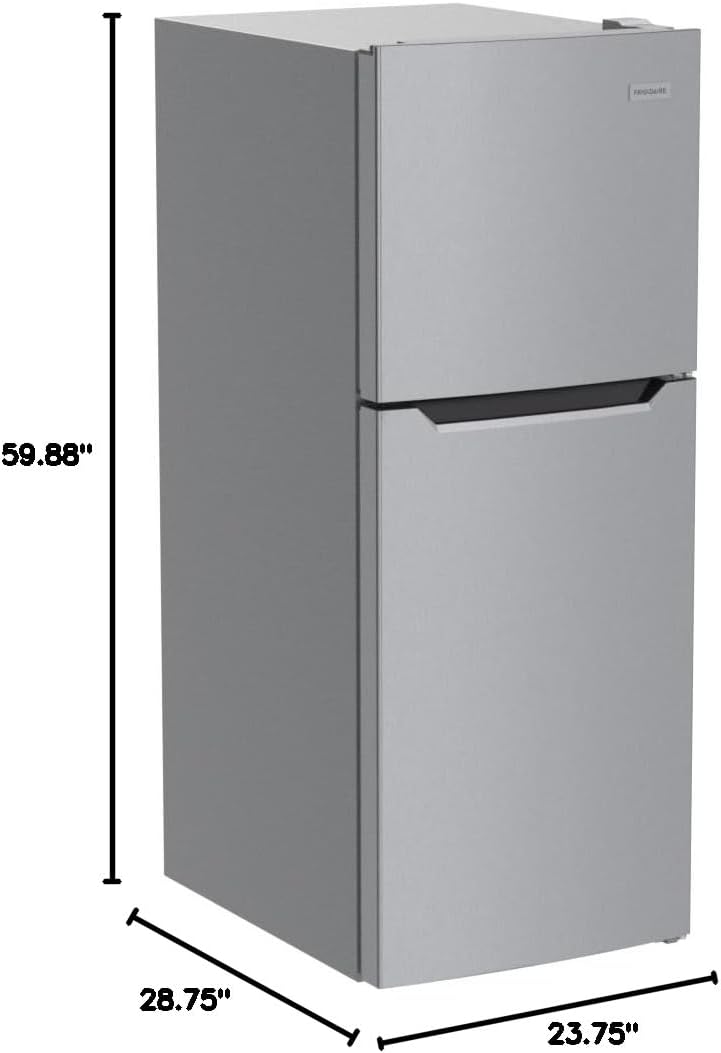 Frigidaire 11.6 Cu. Ft. Compact ADA Top Freezer Refrigerator in Brushed Steel with Electronic Control Panel, Reversible Door Swing, ENERGY STAR