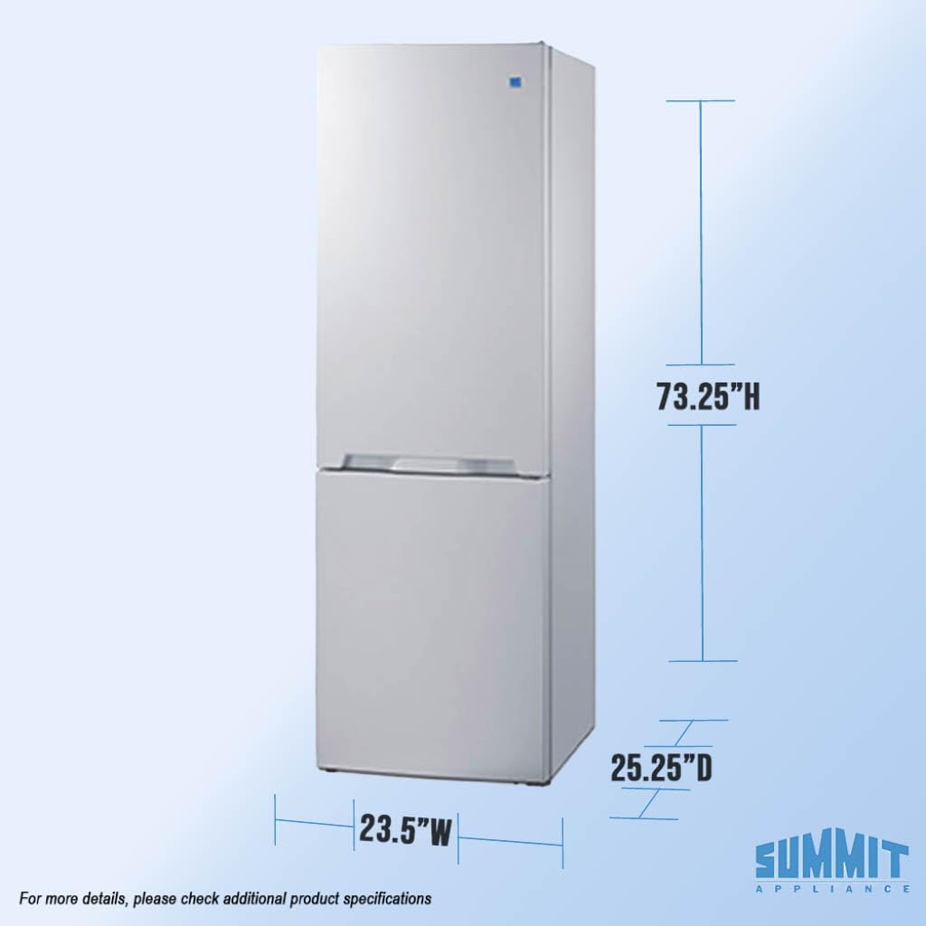 Summit 24' Bottom Freezer Refrigerator, Counter Depth Refrigerator- Freezer, Energy Star, White - FFBF121W (Right Hand Door)