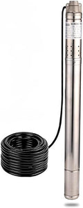 2Inch Stainless Steel Screw Submersible Deep Well Pump 220V/60Hz 0.5Hp 164ft Water Well Pump 53mm Bore Deep Well Pump 4.4GPM with 50ft Cable Electric Water Pump for Garden Farmland Home