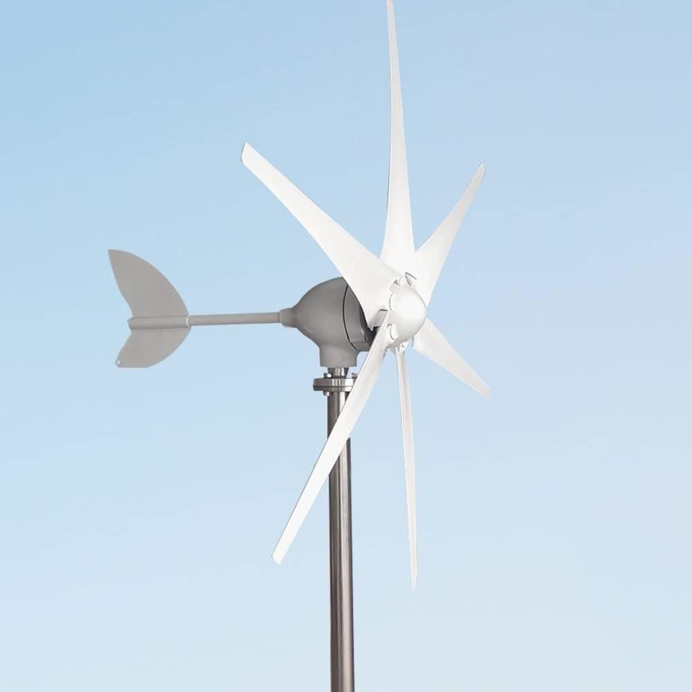 1000W Wind Turbine Generator, 24V Wind Power Generator, 6 Blade Wind Controller Turbine Generator kit for Home/Camping, White
