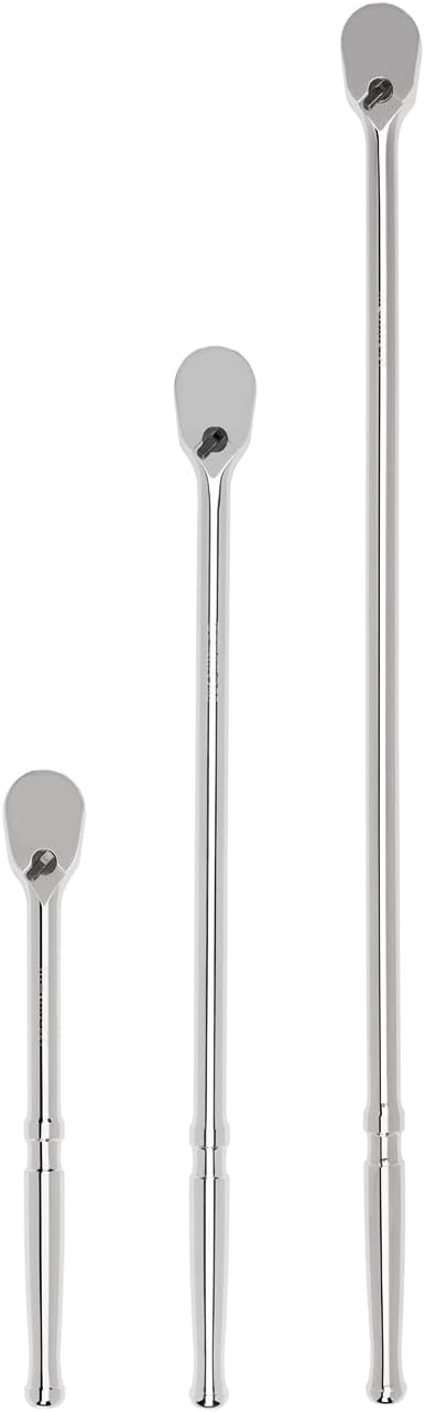 TEKTON 1/2 Inch Drive Non-Quick-Release Ratchet Set, 3-Piece (10-1/2, 18, 24 in.) | SRH92005