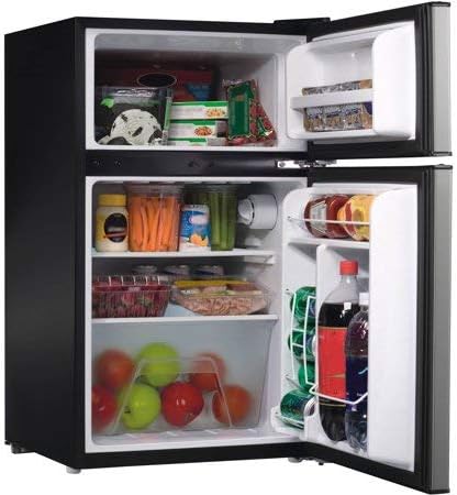 Galanz 3.1 cu ft Compact Refrigerator, Stainless Steel With Reusable Cloth