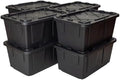 Tough 27 Gallon Plastic Storage Bin with Snap Lid, Stackable, Lockable, Set of 8, Heavy-Duty, Durable, Multi-Purpose Storage Containers for Indoor & Outdoor Use (Black)