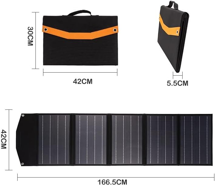60W/80W/100W Portable Solar Panel(Dual 5v USB with 18v DC Output) Monocrystalline Solar Charger Foldable Solar Panel Bag for Laptop, Portable Generator, 12v Car, Boat, RV Battery etc.(100W)
