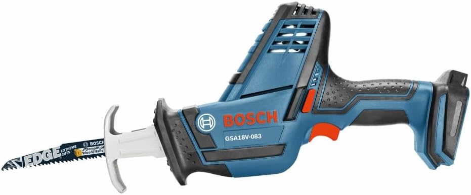 BOSCH GSA18V-083B 18V Cordless Reciprocating Saw - Lightweight & Compact, 0.83' Stroke, 3,050 SPM, Variable-Speed Trigger, Toolless Blade Change, LED Light (Bare Tool)