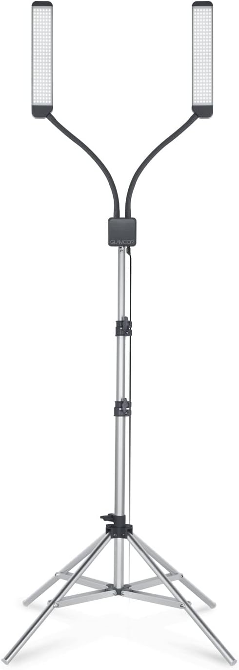 GLAMCOR Elite X Table Top Light Kit: HD Daylight LED Lighting for Lash Techs, Estheticians, & Content Creator Essentials | Adjustable Tripod Led Light & Portable Light with Dual Flexible Arms