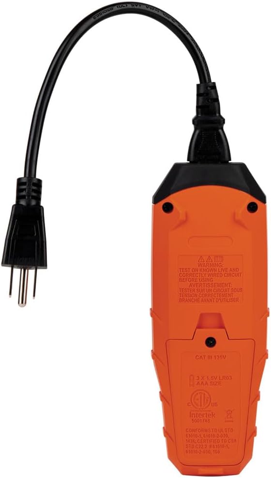 Klein Tools RT390 Circuit Analyzer with Large LCD, Identifies Wiring Faults, GFCI and AFCI Tester, Voltage Drop, Displays Trip Time