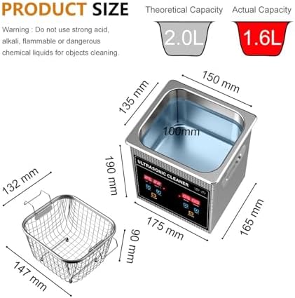 2L Ultrasonic Cleaner with 120W Digital Timer, Professional Jewelry Coin Cleaner, Small Industrial Cleaning Machine for Nail Art Tools Accessories