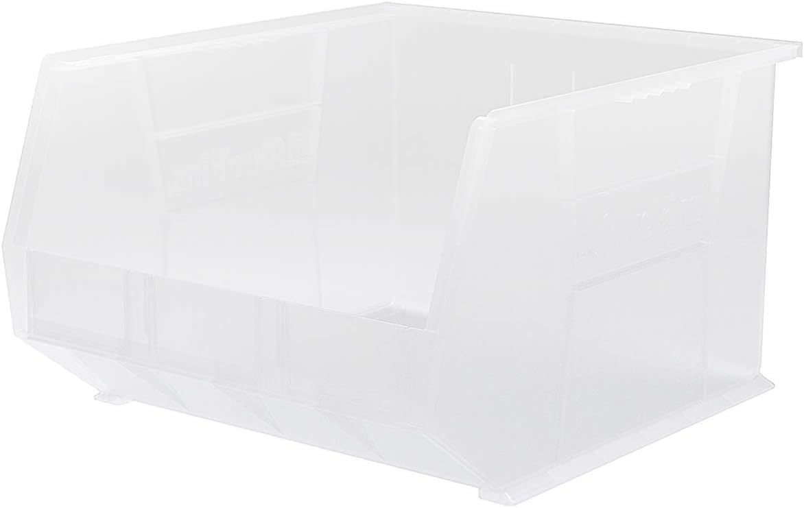 Akro-Mils 30270 AkroBins Plastic Storage Bins, Space-Saving Stackable Bins for Garage, Pantry, Craft Organization, 18' x 16' x 11', Clear, 3-Pack