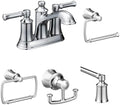 Moen Dartmoor Chrome Bathroom Set - Two Handle Centerset Faucet 6802 with 24-Inch Towel Bar, Toilet Paper Holder, Robe Hook, and Towel Ring