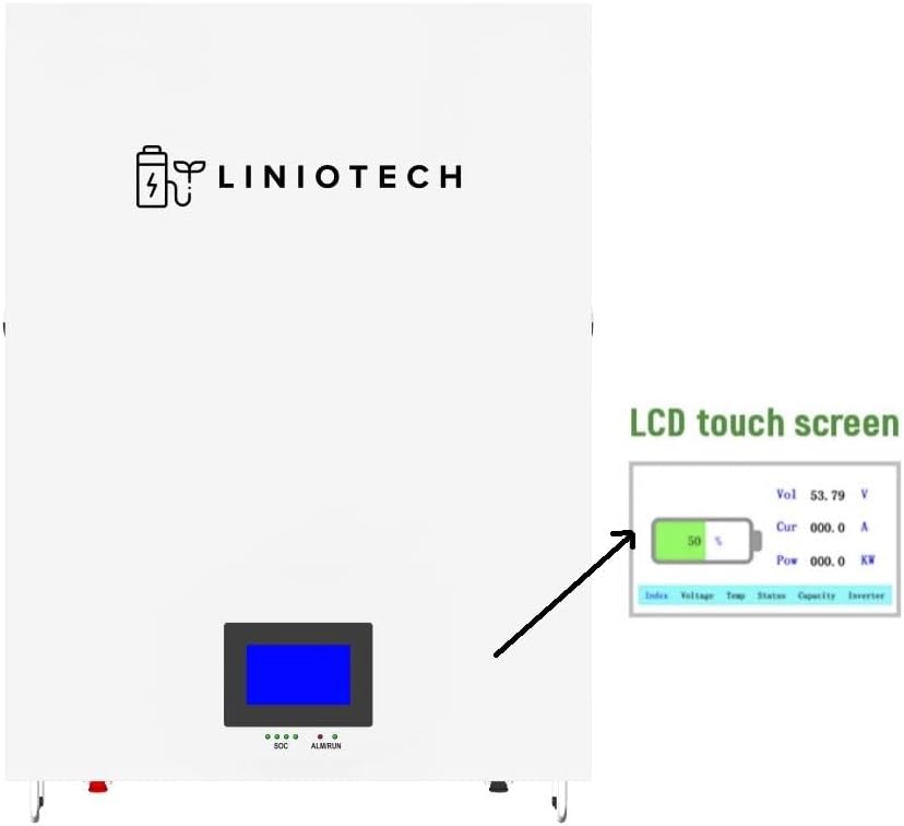 Liniotech 48V 200Ah LiFePO4 Battery 10kWh Power Wall | UL1973 Certified Solar Battery | Compatible with Sol-Ark Inverters | Home Backup Energy Storage System | Off-Grid & Grid-Tie Solar Battery