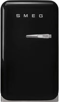 Smeg Retro FAB 5 Mini Refrigerator - 16' Authentic 50's Style - Made in Italy - FAB5ULBL3-1.5 cu. ft - Adjustable Shelves & LED Lighting – Left hinge option (not reversable)- Black