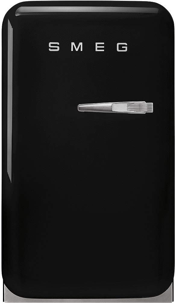 Smeg Retro FAB 5 Mini Refrigerator - 16' Authentic 50's Style - Made in Italy - FAB5ULBL3-1.5 cu. ft - Adjustable Shelves & LED Lighting – Left hinge option (not reversable)- Black