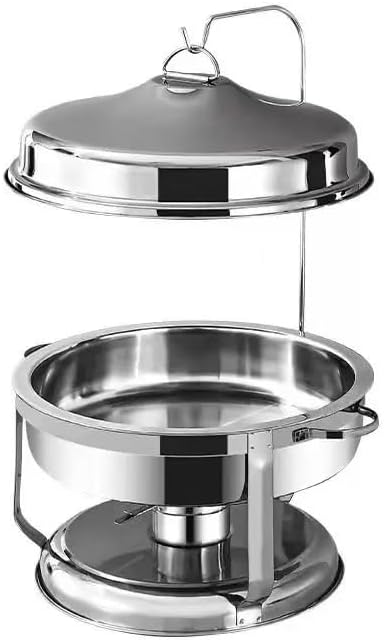 Stainless Steel Chafing Dish Buffet Set Portable Round Buffet Chafer Servers and Food Warmers with Top Lid(Silver,9L)
