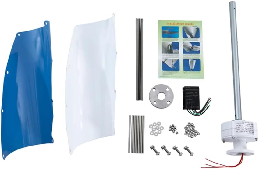 48V,3000W No Noise Outdoor Emergency Wind Turbine Generator, with Controller 2 Blade Blue Spiral Solar Wind Power Wind Generator Kit for Marine, Boat, Farm (12V-48V)