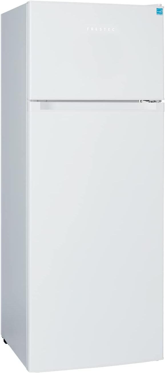7.4 CU' Refrigerator with Freezer, Apartment Size Refrigerator Top Freezer, 2 Door Fridge with Adjustable Thermostat Control, Freestanding, Door Swing, White (FR 742 WH)