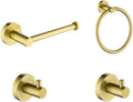 LSLYTQ Brushed Gold Stainless Steel Bathroom Hardware, Hand Towel Ring, Toilet Paper Holder, 2 Robe Towel Hooks, Bathroom Accessories Kit