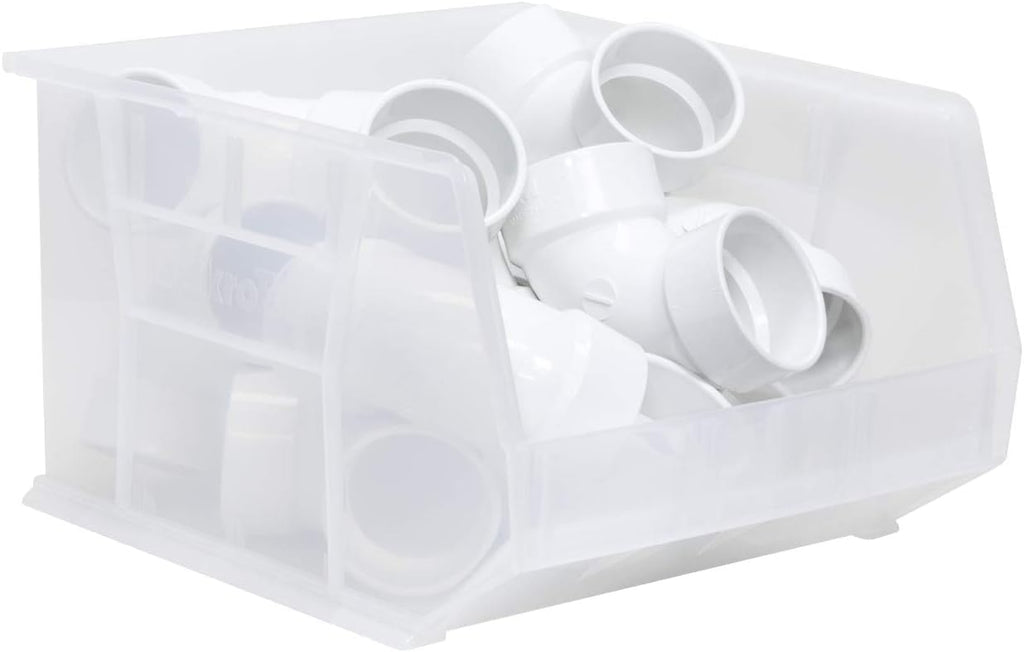 Akro-Mils 30270 AkroBins Plastic Storage Bins, Space-Saving Stackable Bins for Garage, Pantry, Craft Organization, 18' x 16' x 11', Clear, 3-Pack
