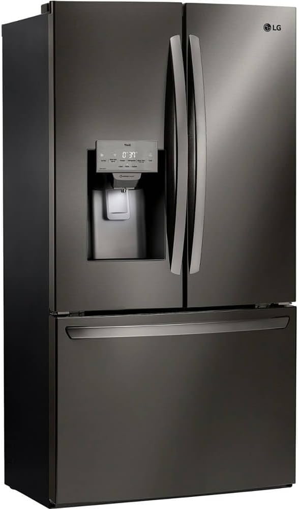 LG 28 Cu. Ft. Smart French Door Refrigerator with Dual Ice Maker, Door Cooling+, Wi-Fi Connectivity, and PrintProof Black Stainless Steel Finish