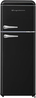Frigidaire 2-Door Apartment Size Retro Refrigerator, Top Freezer, Chrome Handles, 7.5 cu. ft., Onyx