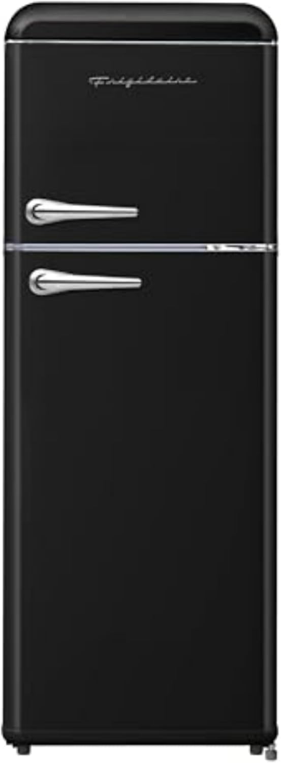 Frigidaire 2-Door Apartment Size Retro Refrigerator, Top Freezer, Chrome Handles, 7.5 cu. ft., Onyx