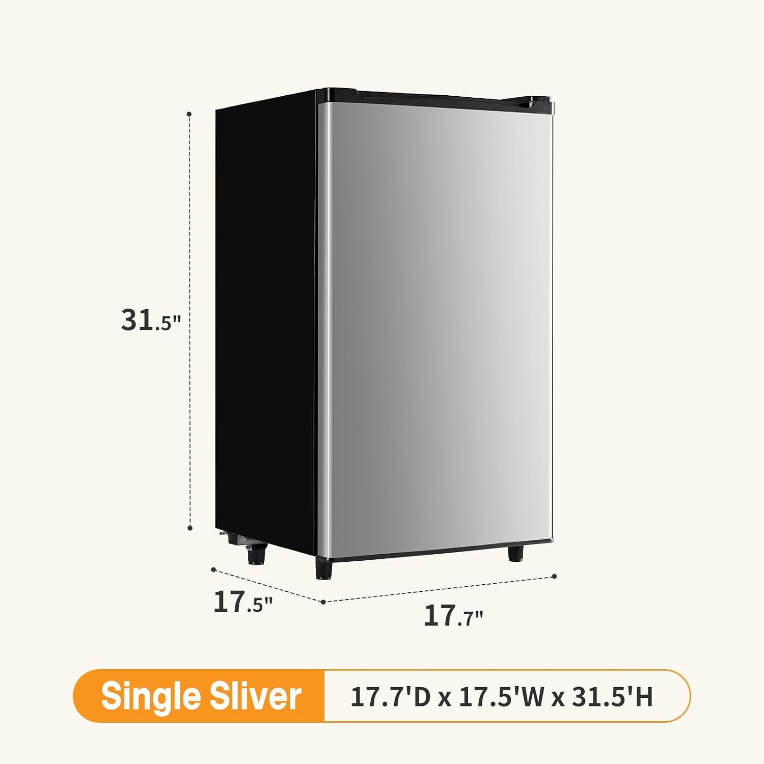 NEWBULIG Mini Fridge with Freezer 3.2 Cu.Ft Small Refrigerator for Office, Dorm, Small Fridge with Adjustable Thermostat, Energy Saving, Singel Door, Sliver
