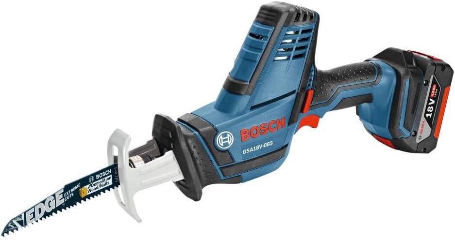 BOSCH GSA18V-083B 18V Cordless Reciprocating Saw - Lightweight & Compact, 0.83' Stroke, 3,050 SPM, Variable-Speed Trigger, Toolless Blade Change, LED Light (Bare Tool)