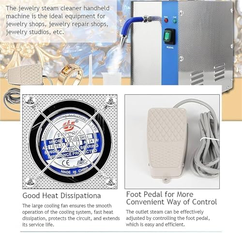 1300W/2600W Professional Jewelry Steam Cleaner with Foot Switch, 3L Gem Washer for Home & Industrial Use, Efficient Jewelry Cleaning Machine, dsmith Equipment