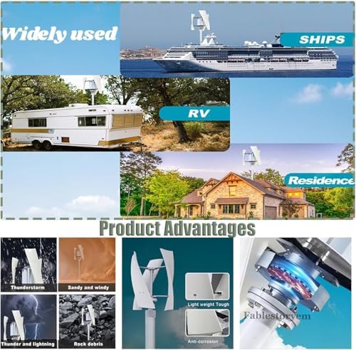 Upgraded 12000W Vertical Axis Wind Turbine Generator Kit, Silent Wind Power System for Home, RV & Marine, Includes Controller - Renewable Energy Solution