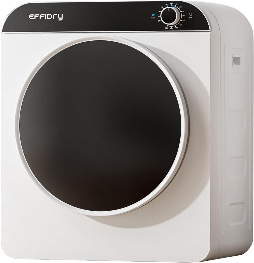 2-cubic-foot portable dryer, 830-watt power, stainless steel drum, 5 functions, knob panel, 110-volt voltage, suitable for apartments, dormitories, etc., 12-pound portable dryer