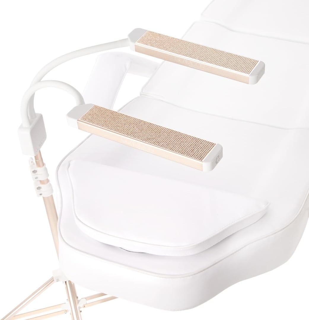 GLAMCOR Elite X Portable LED Lighting Kit for Eyelash Extension, Esthetician, Makeup, Filming & Photography | 5600K Five-Stage Dimming Daylight, with Travel Bag & Tripod (White/Gold w/Gold Sparkle)