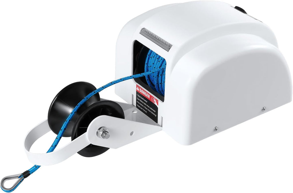 OUKANING Boat Electric Anchor Winch, Anchors Up to 25/35/45 LBS, 12-Volt DC Boat Anchor Wench with Wireless Remote Control, High-Efficiency Marine Saltwater Anchor Windlass Kit Includes 100-feet Rope