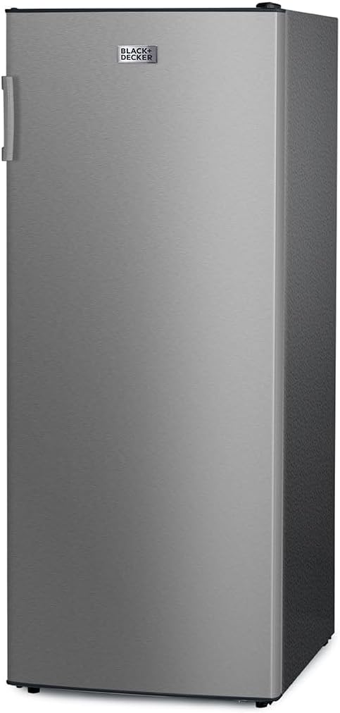 BLACK+DECKER 8.5 Cu. Ft. Upright Freezer, Stand Up Freezer with Mechanical Temperature Control,Freezer with 3 Shelves and 4 Door Bins, Manual Defrost,R600a Refrigerant, BUF850LS,Stainless Steel Look