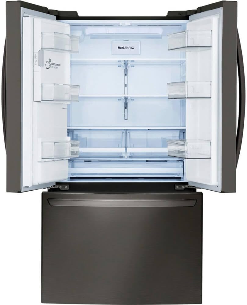 LG 28 Cu. Ft. Smart French Door Refrigerator with Dual Ice Maker, Door Cooling+, Wi-Fi Connectivity, and PrintProof Black Stainless Steel Finish
